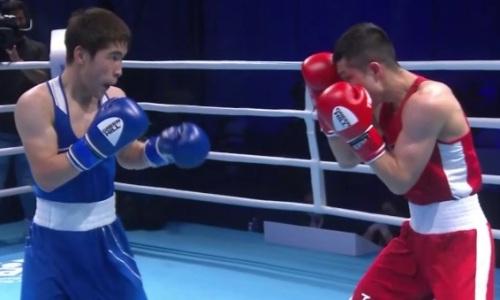 Видео полного боя c зарубой 18-летнего казахстанца против узбекского чемпиона за «золото» ЧА-2021 по боксу