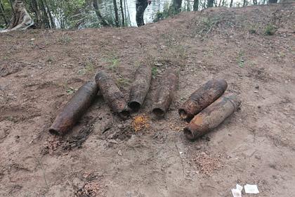 Россиянин нашел в лесу артиллерийские снаряды времен войны