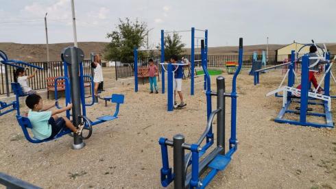Спортивную и детскую площадки установили в селе Шенбер Улытауского района