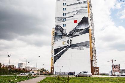 В Челябинской области на торце зданий нарисовали огромные граффити