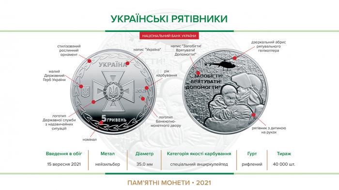 НБУ вводит в обращение памятную монету, посвященную украинским спасателям
