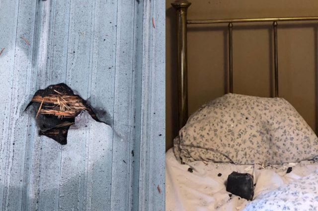 В Канаде метеорите упал на жилой дом. Камень пробил крышу и упал рядом с головой спящей женщины