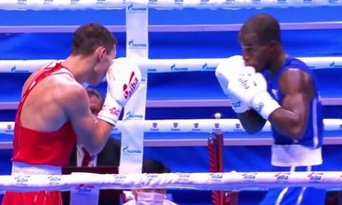 Видео полного боя казахстанского боксера с кубинцем с нокдауном в полуфинале ЧМ-2021