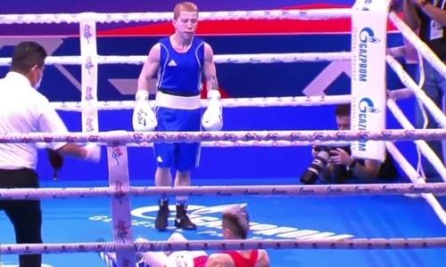 Нокаут проигравшего казахстанцу боксера на ЧМ-2021 признан идеальным. Видео