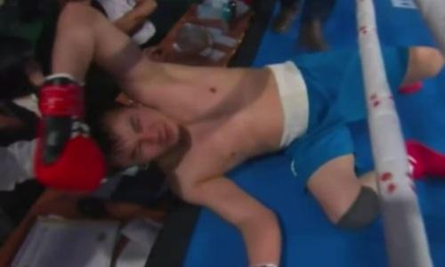Видео мощного нокаута казахстанского боксера. Соперник из Узбекистана улетел за канаты