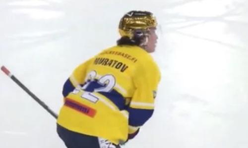 Появилось видео шикарной шайбы молодого казахстанца в золотом шлеме в плей-офф чемпионата Финляндии