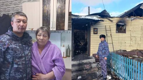 Карагандинский полицейский спас из горящего дома пенсионеров