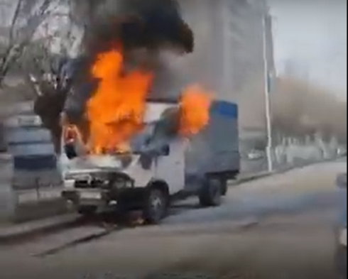 В Жезказгане сгорел грузовой автомобиль марки 