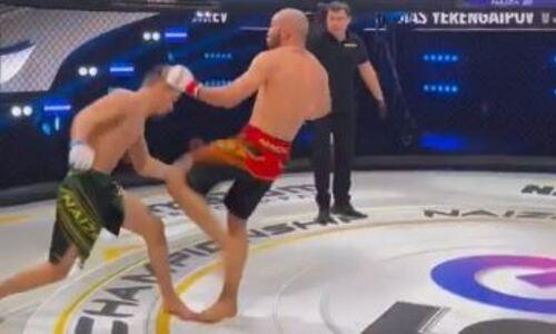 Уверенной победой казахского файтера завершился главный бой турнира по MMA. Видео