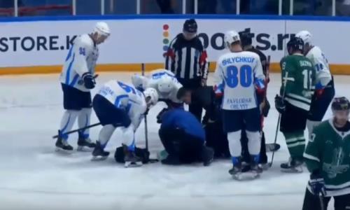 Страшная травма случилась в Кубке Казахстана после попадания шайбы в шею. Видео