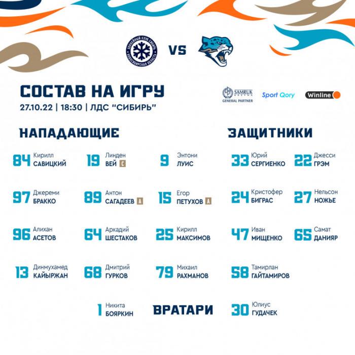«Барыс» объявил состав на матч КХЛ с «Сибирью»