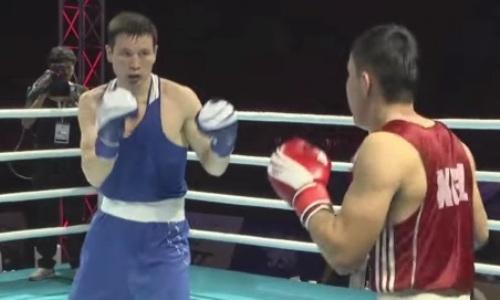 Видео полного боя с двумя нокдаунами чемпиона Казахстана за выход в полуфинал ЧА-2023 до 22 лет по боксу