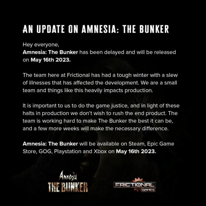 Авторы Amnesia: The Bunker перенесли релиз игры