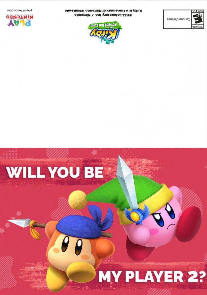 Nintendo поделилась открытками в честь дня святого Валентина