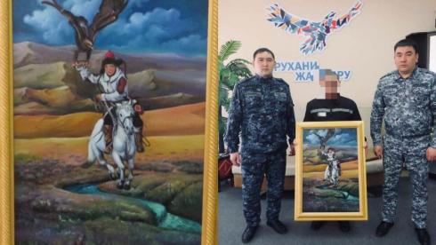 Осужденный карагандинской колонии нарисовал картину «Асылбека с беркутом»