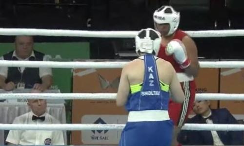 Два нокдауна и нокаут. Видео первого боя чемпионки из Казахстана на ЧМ-2023 по боксу