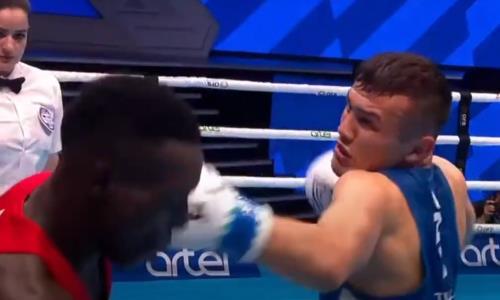 Видео полного боя узбекистанского боксера с нокаутом на ЧМ-2023 после скандала с казахстанцем