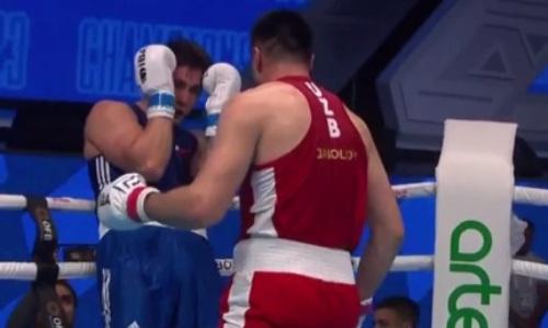 Видео боя с нокдауном Баходира Джалолова на ЧМ-2023 по боксу в Ташкенте
