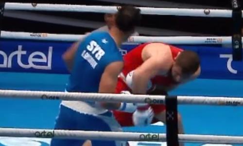 Боксера за минуту дважды послали в нокдаун и нокаутировали на ЧМ-2023 с участием Казахстана. Видео