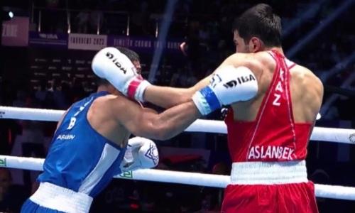 Видео победного боя капитана сборной Казахстана против узбекистанца за «золото» ЧМ-2023 по боксу