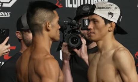 Непобежденный казахстанский боец провел дуэль взглядов с американцем перед дебютом в UFC