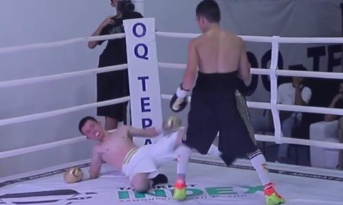 Казахстанский боксер нокаутировал узбекистанца у него на родине. Видео