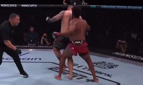Тяжеловес из UFC оформил брутальный нокаут в начале боя. Видео