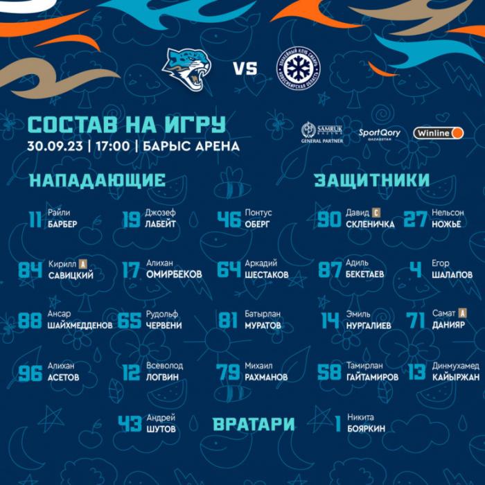 «Барыс» назвал состав на матч КХЛ против «Сибири»