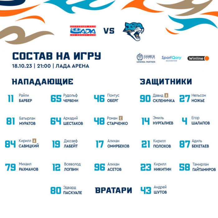«Барыс» объявил состав на матч КХЛ против «Лады»