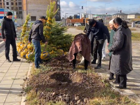 100 деревьев высадили ко Дню Республики в районе Теннисного центра Караганды