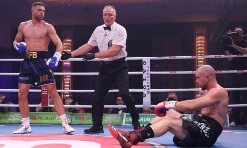 Боксер из Казахстана нокаутом выиграл бой за титул. Видео