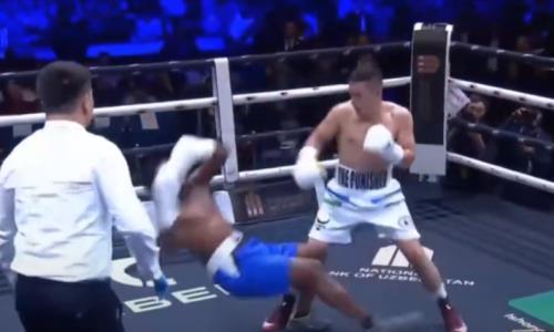 Видео полного боя экс-чемпиона WBC из Узбекистана с убойным нокаутом после нокдауна