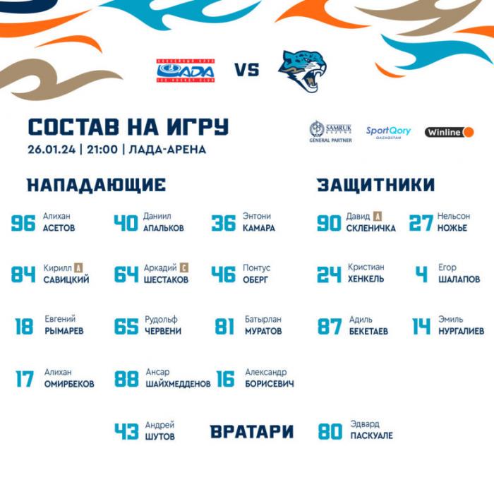«Барыс» объявил состав на матч КХЛ против «Лады»