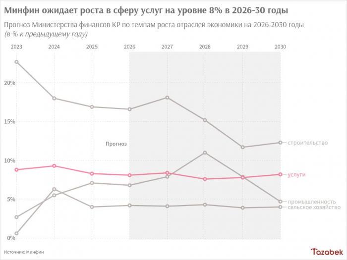 Сфера услуг в Кыргызстане будет ежегодно расти на 8,1% в 2026-2030 годы (прогноз Минфина)