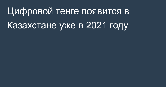 Цифровой тенге появится в Казахстане уже в 2021 году