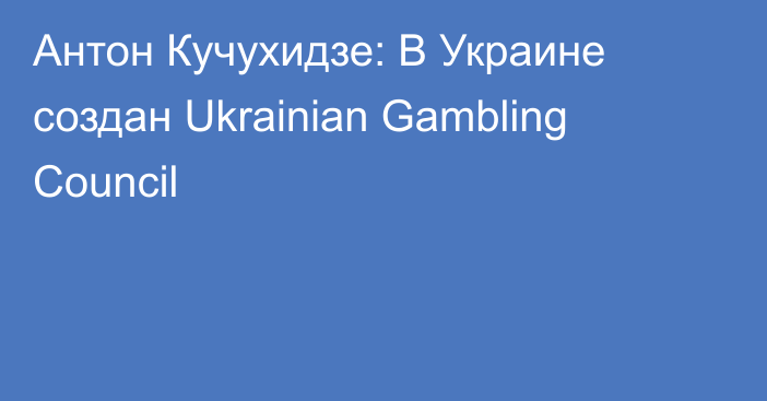 Антон Кучухидзе: В Украине создан Ukrainian Gambling Council