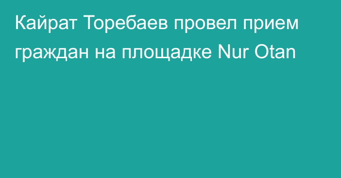 Кайрат Торебаев провел прием граждан на площадке Nur Otan