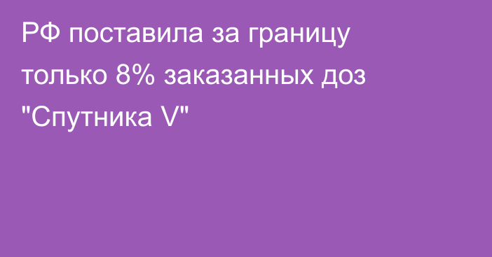 РФ поставила за границу только 8%  заказанных доз 