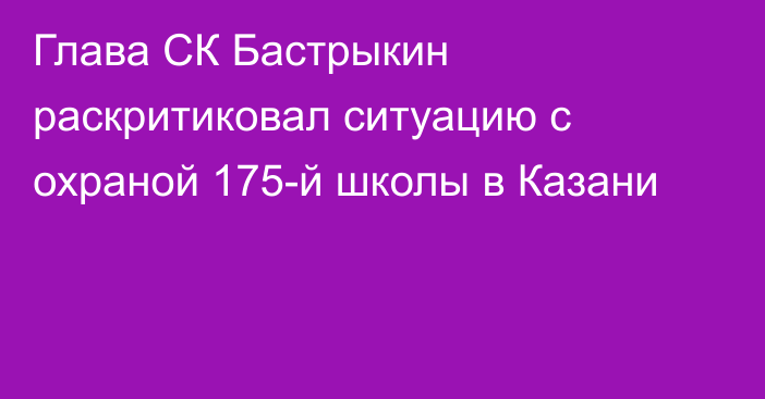 Глава СК Бастрыкин раскритиковал ситуацию с охраной 175-й школы в Казани