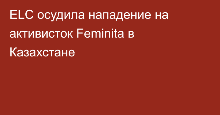 ELC осудила нападение на активисток Feminita в Казахстане