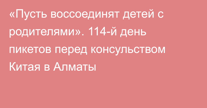 «Пусть воссоединят детей с родителями». 114-й день пикетов перед консульством Китая в Алматы