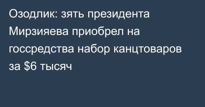 Озодлик: зять президента Мирзияева приобрел на госсредства набор канцтоваров за $6 тысяч