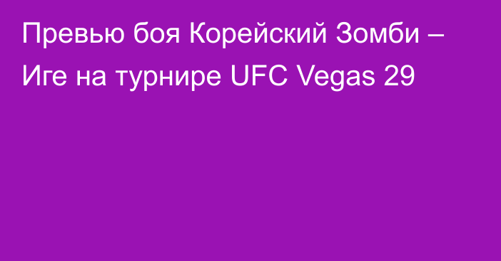 Превью боя Корейский Зомби – Иге на турнире UFC Vegas 29