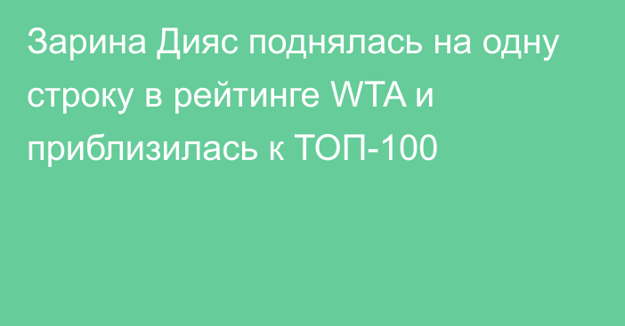 Зарина Дияс поднялась на одну строку в рейтинге WTA и приблизилась к ТОП-100
