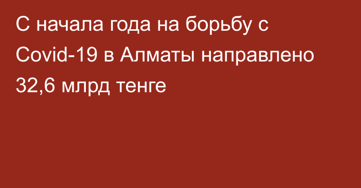 С начала года на борьбу с Covid-19 в Алматы направлено 32,6 млрд тенге