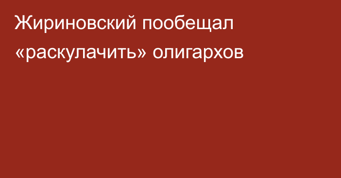 Жириновский пообещал «раскулачить» олигархов