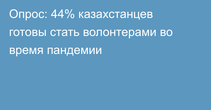 Опрос: 44% казахстанцев готовы стать волонтерами во время пандемии