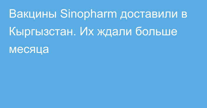 Вакцины Sinopharm доставили в Кыргызстан. Их ждали больше месяца