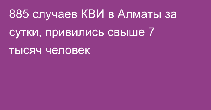 885 случаев КВИ в Алматы за сутки, привились свыше 7 тысяч человек