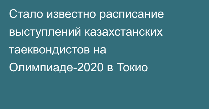 Стало известно расписание выступлений казахстанских таеквондистов на Олимпиаде-2020 в Токио
